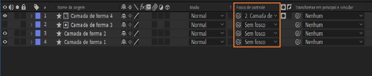O ícone de seleção do fosco de controle foi desenvolvido para se diferenciar do ícone Transformar em principal e vincular.