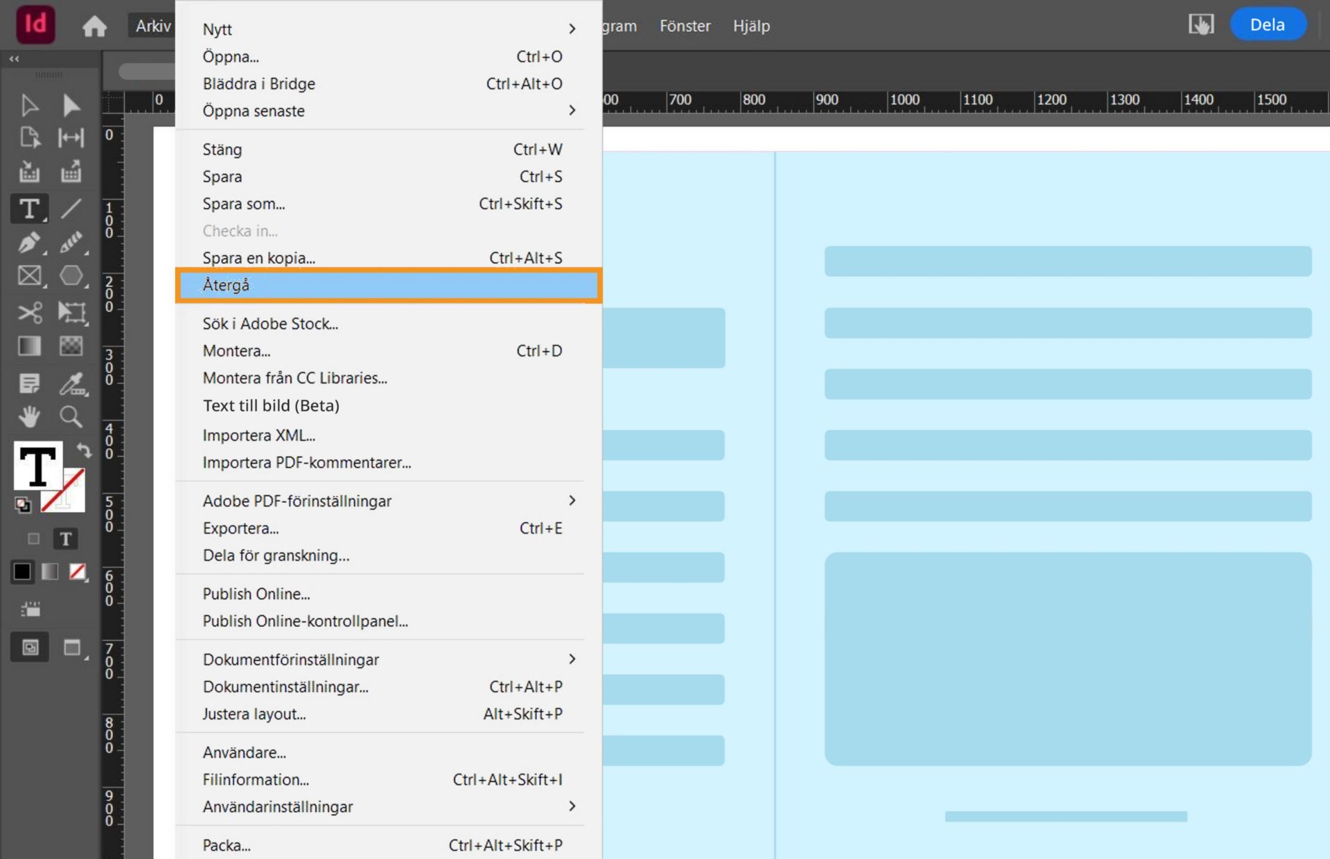 en dialogruta som visar alternativet för återställning
