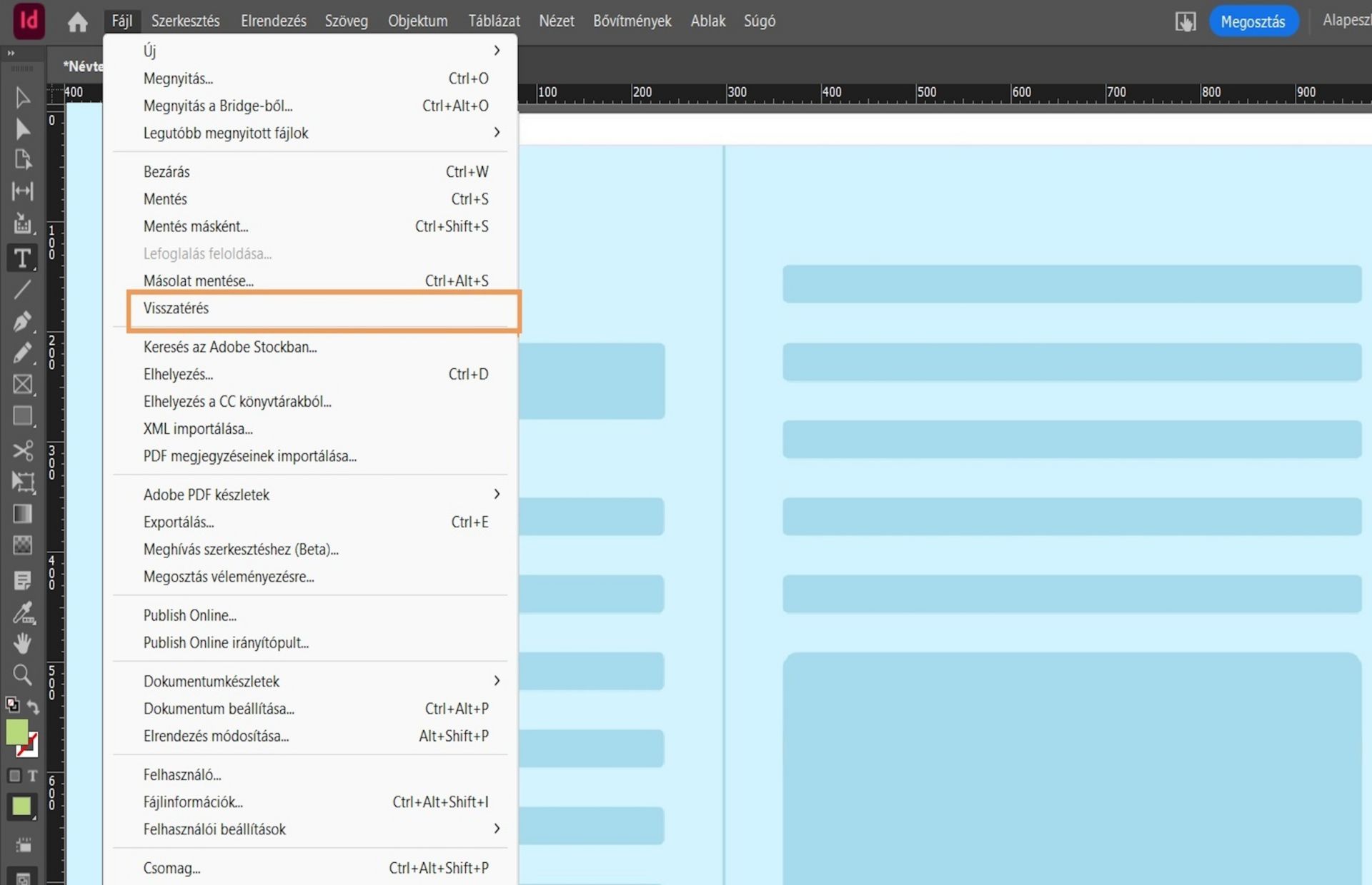 egy párbeszédpanel a visszaállítás opcióval
