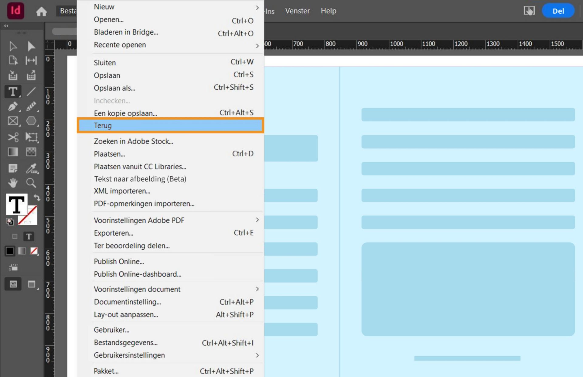 dialoogvenster met de optie Vorige versie