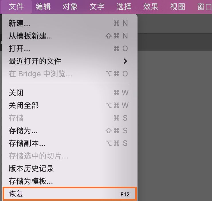 还可将文件恢复到上次保存的版本。但是，如果重新打开文件或文档，则“恢复”操作不起作用。可在“文件”菜单中找到“恢复”选项。