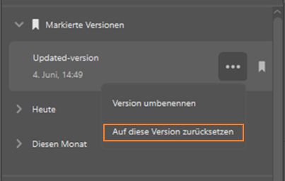 Wiederherstellen einer Vorversion in der App