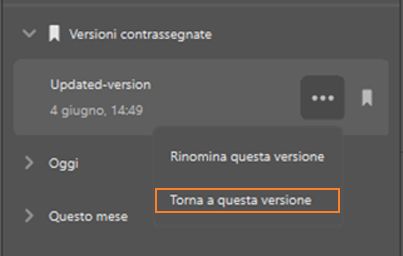 Ripristinare una versione precedente nell'app