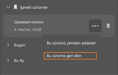 Uygulamada önceki bir sürüme geri dönün