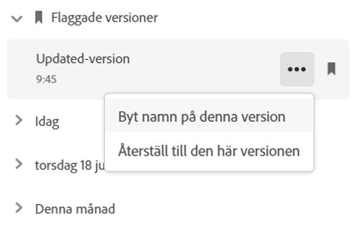 Återgå till en föregående version på Creative Cloud-webbplatsen