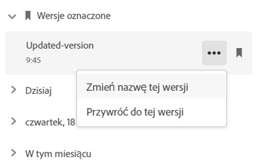 Przywracanie poprzedniej wersji w serwisie internetowym Creative Cloud