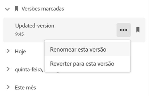 Reverter para uma versão anterior no site da Creative Cloud