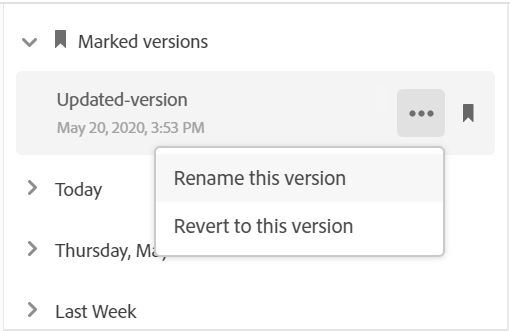 العودة إلى الإصدار السابق على موقع ويب Creative Cloud
