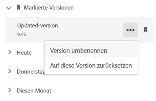 Zurückkehren zu einer früheren Version auf der Creative Cloud-Website