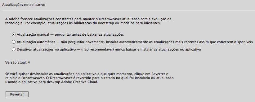 Reverter atualizações no aplicativo