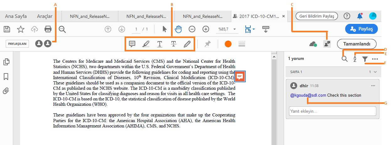 PDF'deki diğer inceleme eylemleri
