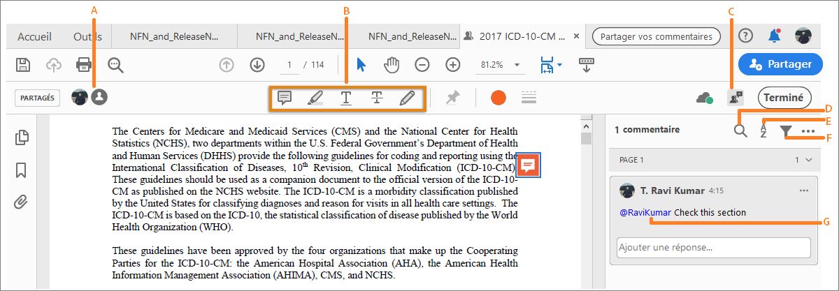 Autres actions de révision dans un fichier PDF