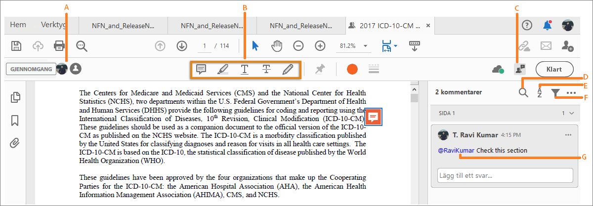 Andra granskningsåtgärder i ett PDF-dokument