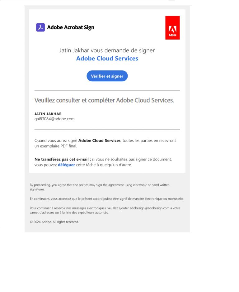 E-mail reçu par le signataire