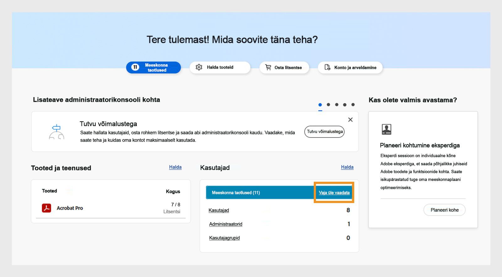 Ülevaateleht, kus on esile tõstetud läbivaatamistaotluste teade