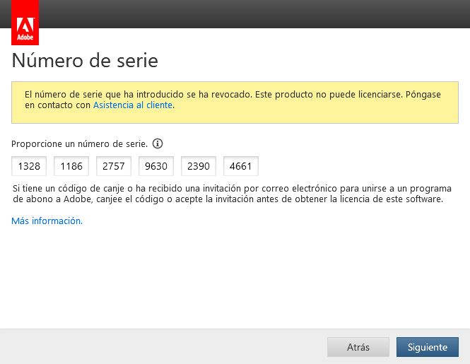 Número de serie revocado, clave bloqueada, notificación