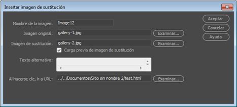 Configuración de las propiedades de una imagen de sustitución