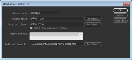 Nastavení vlastností obrázku s efektem přechodu