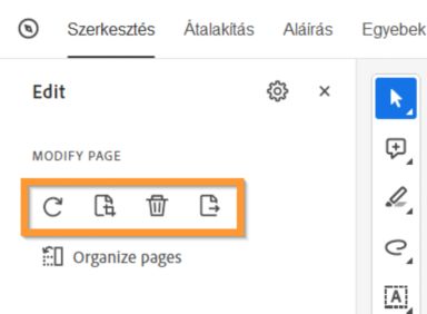 Oldal elforgatása, kivágása, törlése vagy kivonása PDF-ből