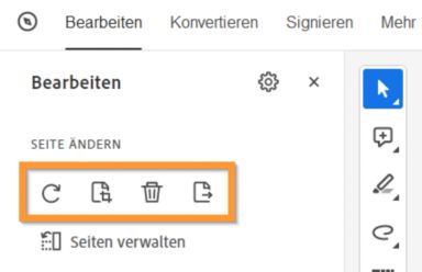 Drehen, Zuschneiden, Löschen oder Extrahieren einer Seite aus einer PDF-Datei