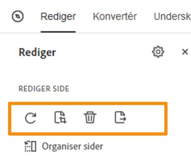 Roter, beskær, slet eller udtræk en side fra PDF