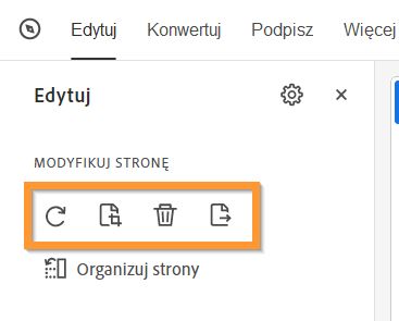 Obracanie, kadrowanie, usuwanie lub wyodrębnianie strony z pliku PDF