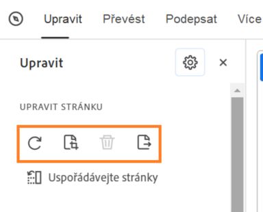 Otočení, oříznutí, odstranění nebo extrahování stránky ze souboru PDF