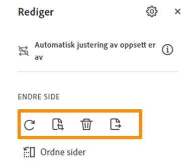 Roter, beskjær, slett eller trekk ut en side fra PDF-fil
