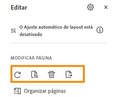 Girar, cortar, excluir ou extrair uma página de um PDF