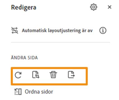 Rotera, beskära, ta bort eller extrahera en sida från PDF