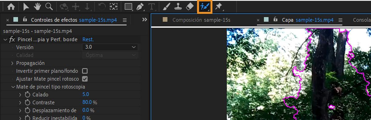 herramienta pincel tipo rotoscopia