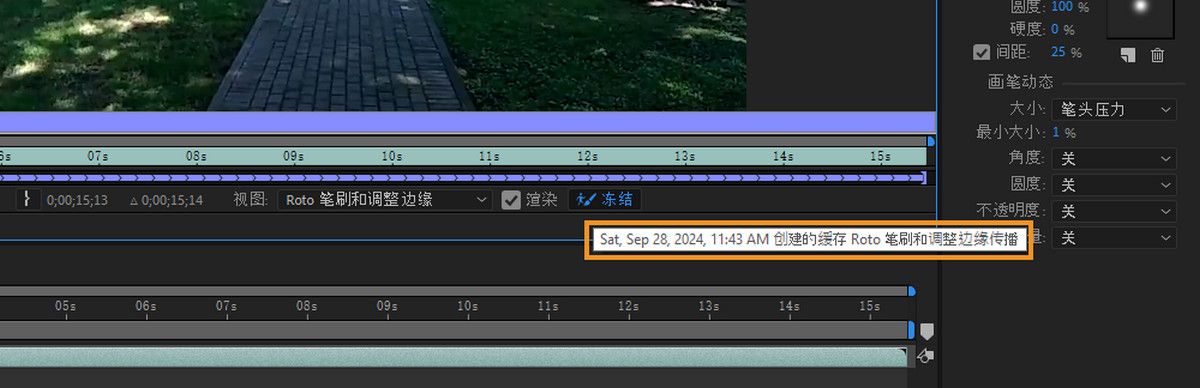 “冻结”按钮工具提示会指明缓存信息的创建时间。