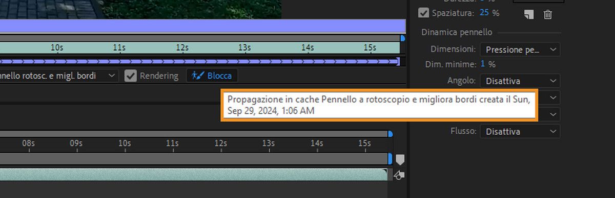 Descrizione del pulsante Blocco che indica quando sono state create le informazioni memorizzate nella cache.