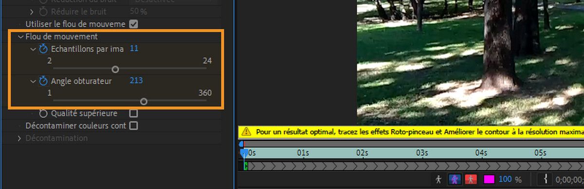 Flou directionnel et décontamination de la couleur du contour pour traiter les caches aux contours flous ou aux détails précis.