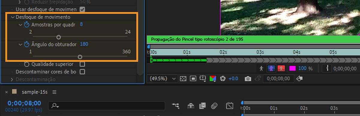 Desfoque de movimento e descontaminação da cor da borda para lidar com foscos com bordas suaves ou detalhes finos.