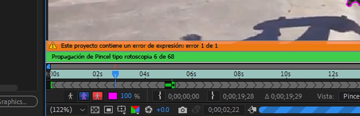 El titular de propagación muestra el estado del fotograma de propagación actual.