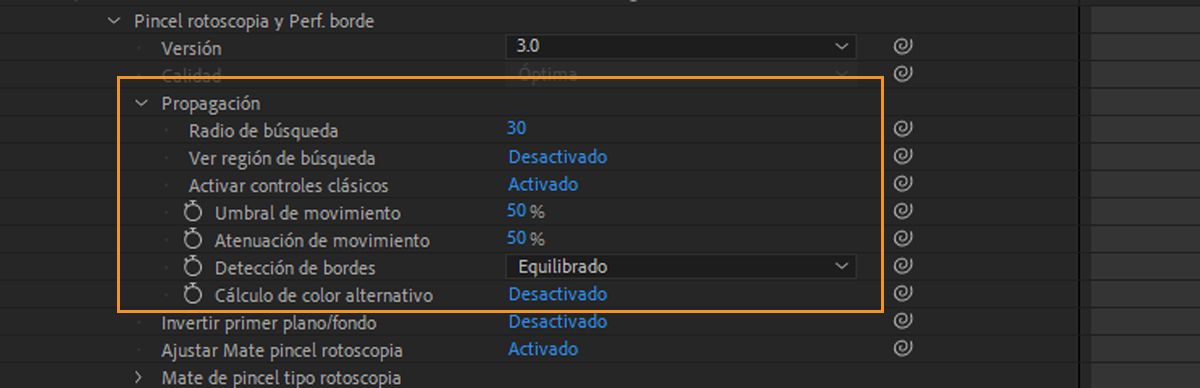 Activa los controles clásicos de pincel de tipo rotoscopia en el panel Cronología.