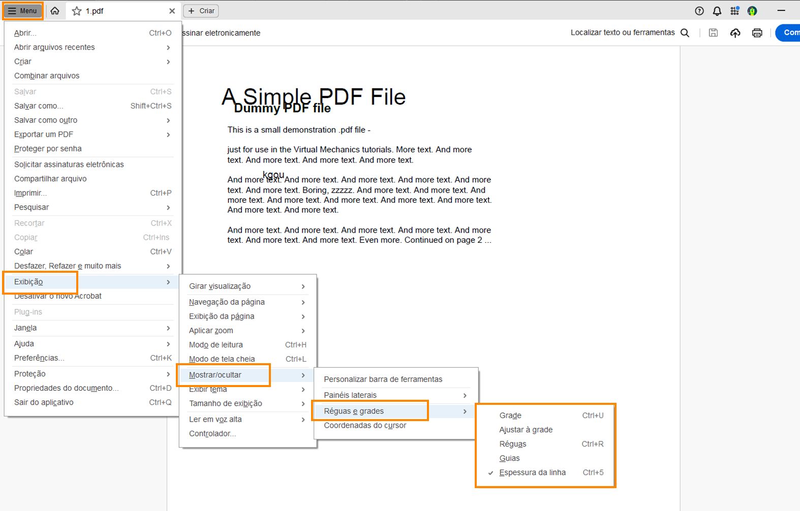 Usar grades, guias e medições em PDFs do Adobe Acrobat.