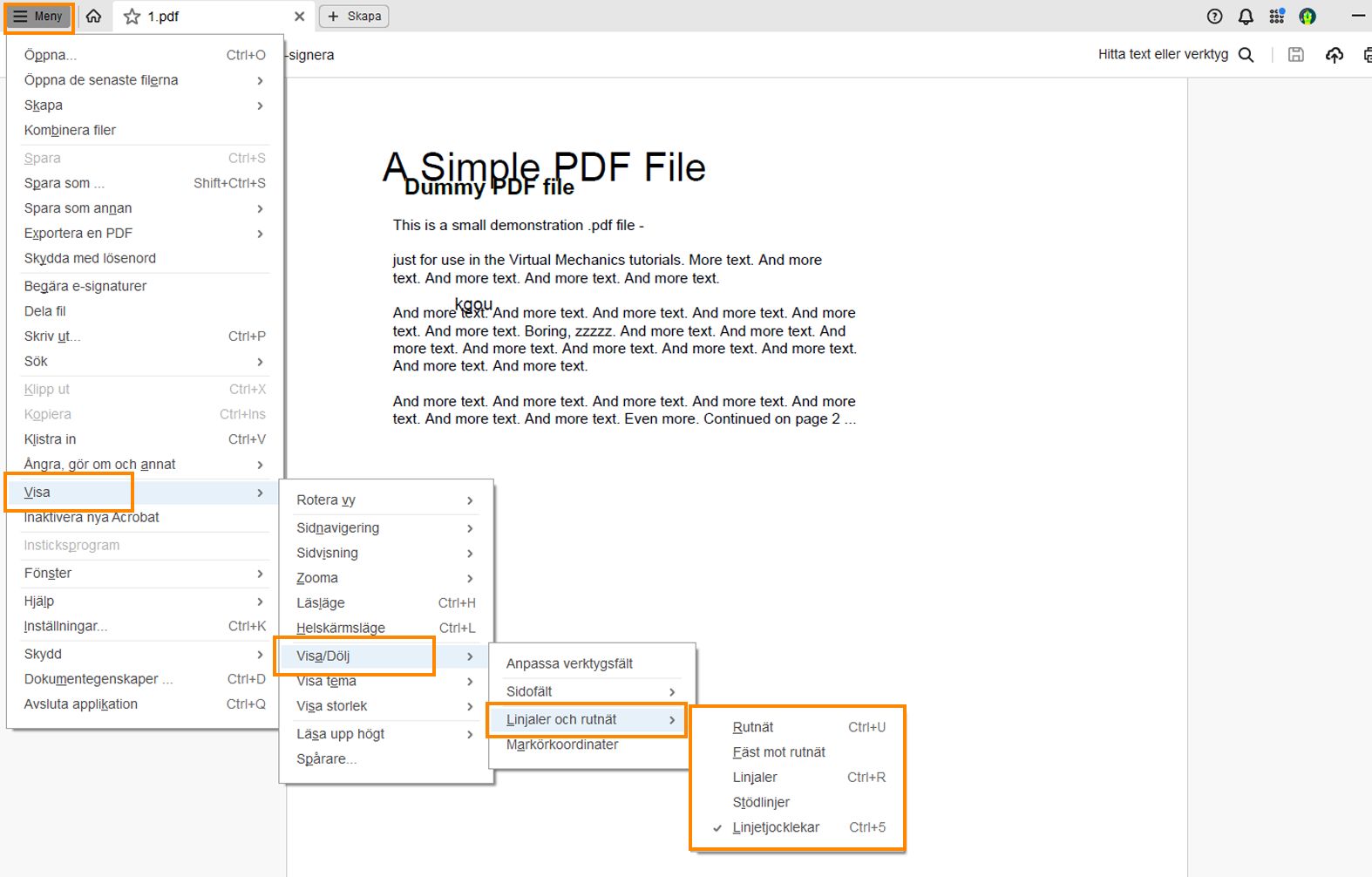 Använd rutnät, stödlinjer och mätningar i Adobe Acrobat PDF-filer.