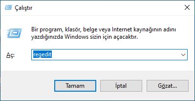 Regedit'i çalıştır