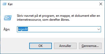 Kør regedit