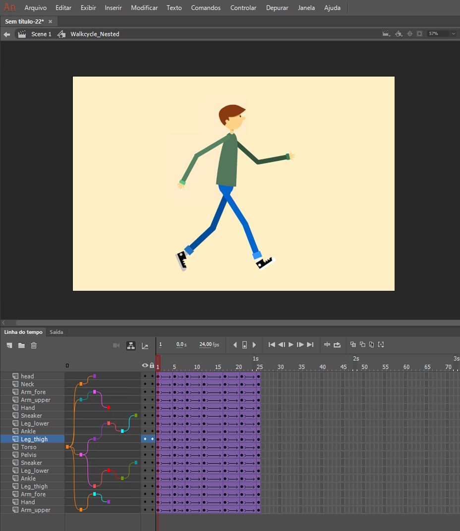 Ilustração de amostra de partes do corpo com o recurso de camada pai