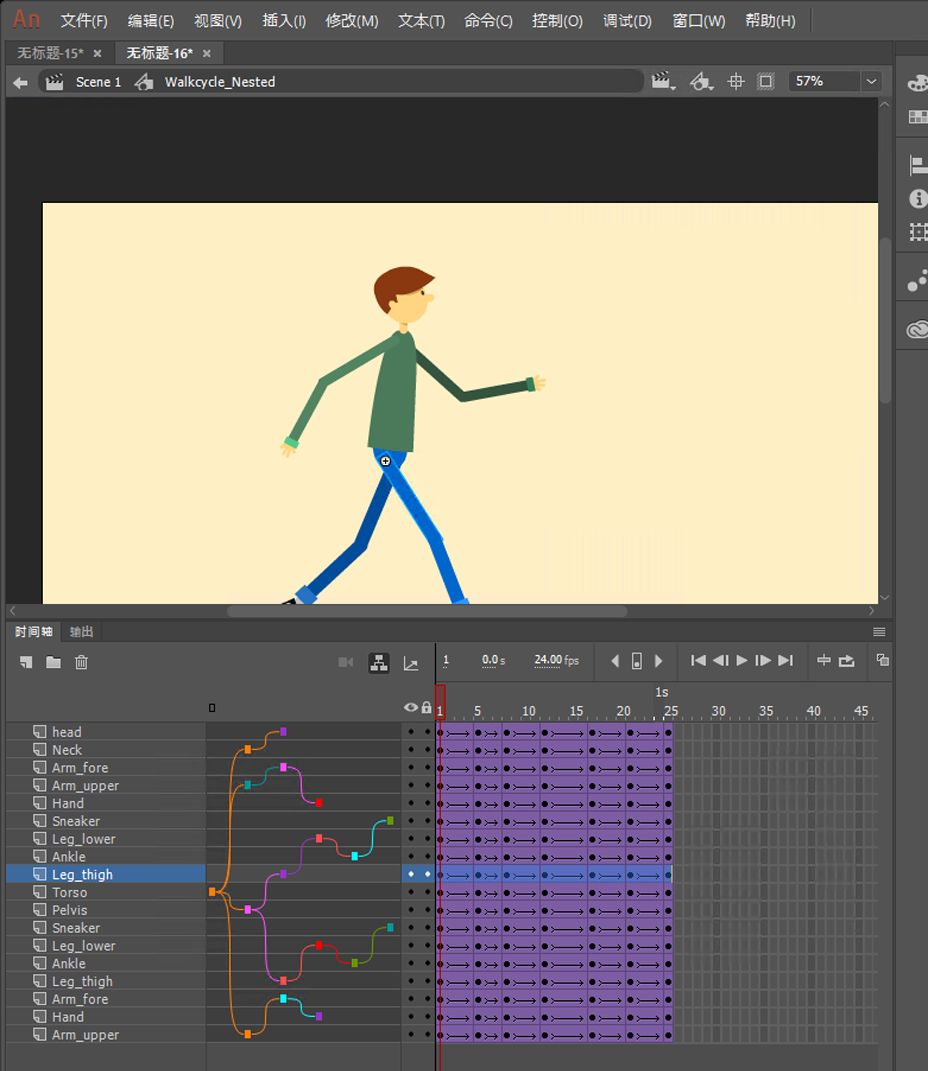 具有图层父子关系的身体部位的示例说明