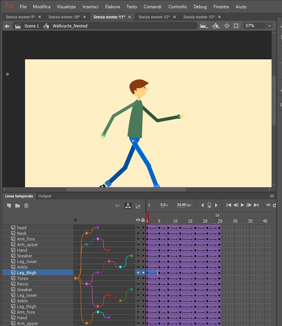 Illustrazione di esempio della relazione superiore-inferiore tra livelli delle parti del corpo umano