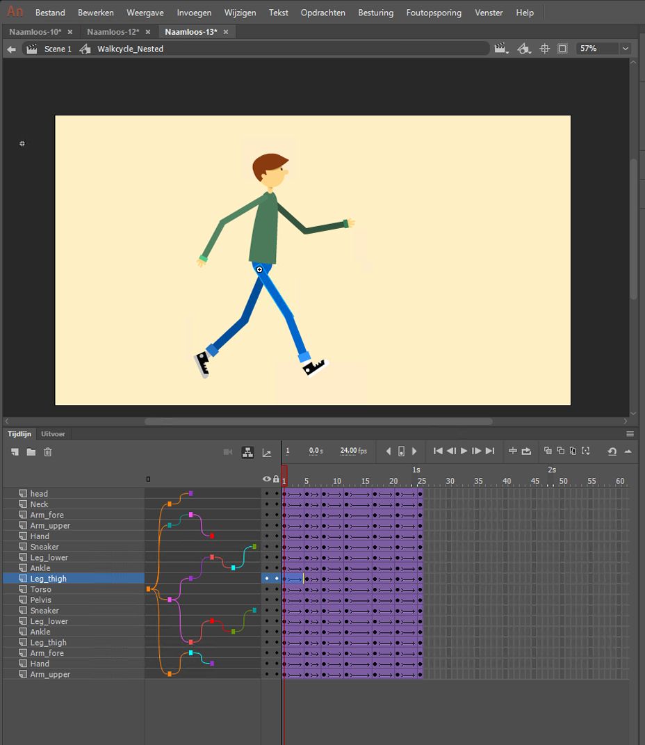 Voorbeeldillustratie van lichaamsdelen met laaghiëarchie