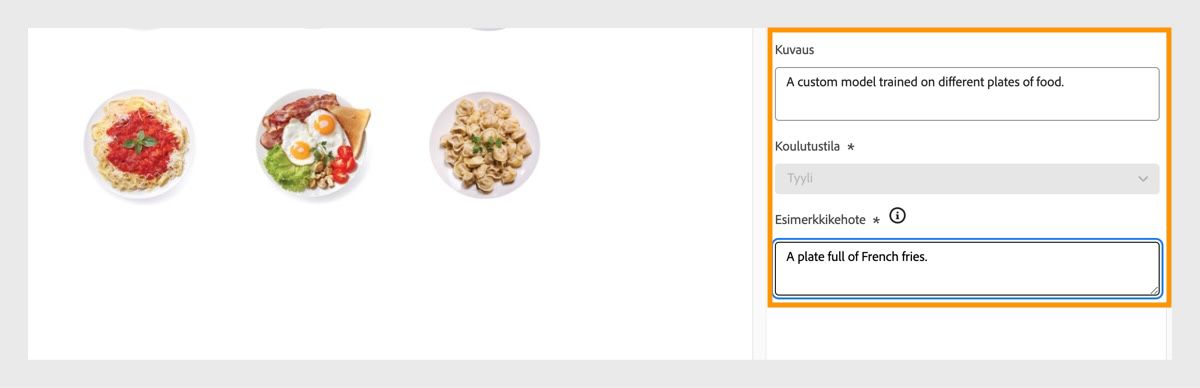 Kirjoita esimerkkikehote, joka ilmaisee mukautetun mallin käyttöä käytännössä ja auttaa käyttäjiä kuvien generoinnin alkuun.