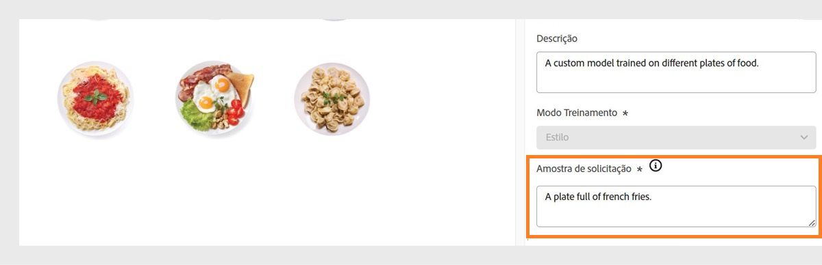 Forneça um prompt de exemplo para demonstrar o uso prático do modelo personalizado e ajudar os usuários a começarem a gerar imagens.