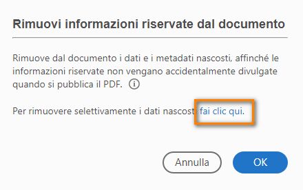 Rimuovi informazioni riservate dal documento