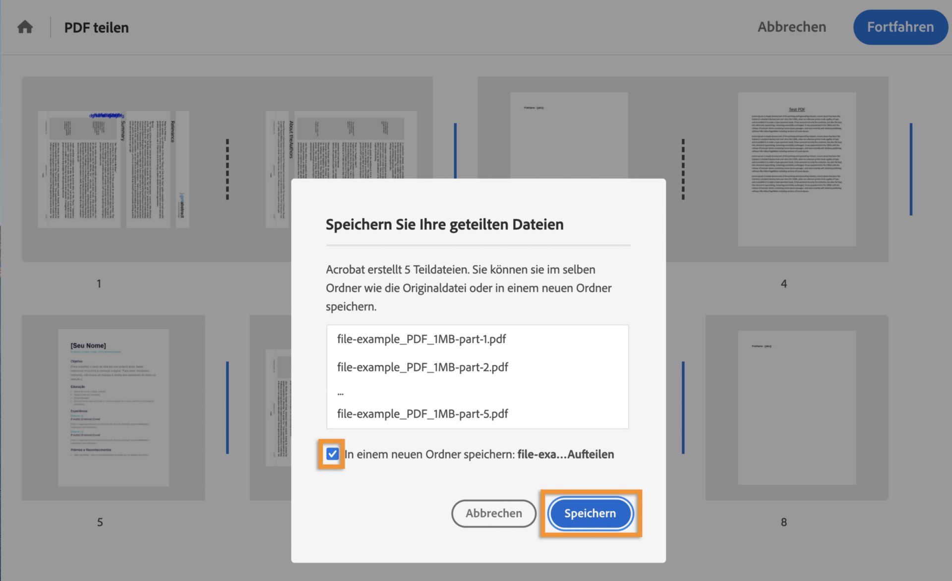 Speichern Sie die PDFs in demselben oder einem neuen Ordner