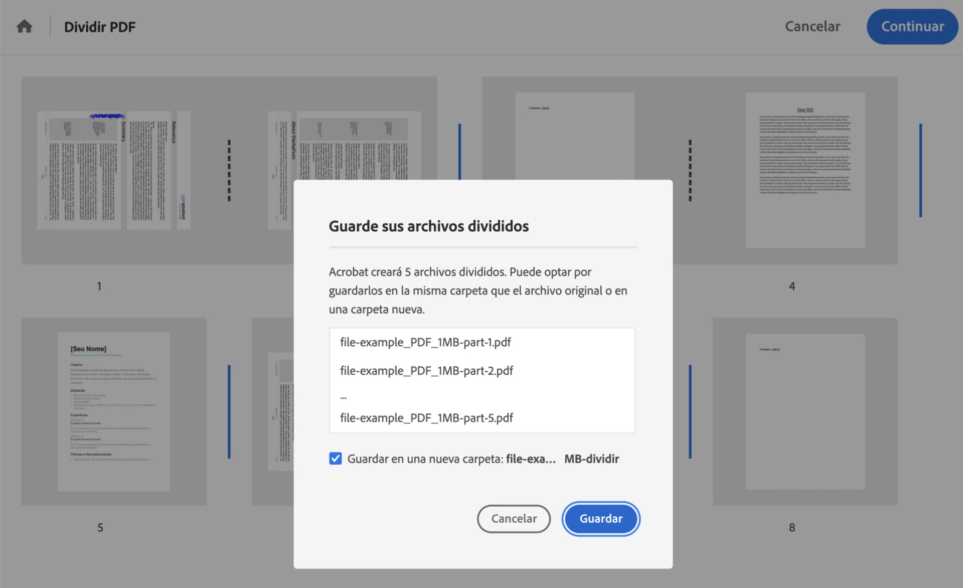 Guarde los archivos PDF en la misma carpeta o en una nueva